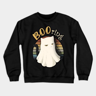 Funny & Cute Black BOOring Ghost Cat Crewneck Sweatshirt